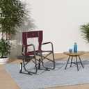 GCI OUTDOOR Freestyle Rocker XL with Side Table Camping Chair | Portable Folding Rocking Chair with Solid, Durable Armrests, Drink Holder & Comfortable Backrest Red
