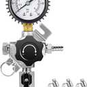 End-of-Line Secondary CO2 Regulator with Sealed Plug, Keg Regulator Gas Inlet &0-60PSI Gauges for Independently Controlling Multiple Homebrew or Commercial Kegs, with Relief Valve & Barbed Outlets (1 Input+ 1 Output)