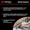 Suburban Advantage RV Tank Water Heater SW10D - 10 gallon Porcelain Lined Steel Tank with Direct Spark Ignition (DSI) 5242A