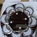 31.4'' Silver Modern Crystal Chandeliers for Dining Room LED Dimmable Light Fixtures Flush Mount Light Living Room Bedrooms