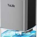 ToLife Dehumidifier 30 OZ Water Tank with Auto-Off 500 sq.ft Portable Small Dehumidifiers for Home Bathroom Bedroom RV Closet Room 7 Colors LED Light, Silver