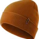 Beanie for Men/Women Winter Hat Knit Cuffed Soft Warm Unisex Skull Stocking Cap (Caramel)