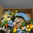 24" Large Easter Wreath for Front Door with Cute Rabbit Carrot Eggs Flowers Bow Sign, Farmhouse Spirng Easter Decoration for Home Porch Wall Mantel Window Outdoor Indoor Decor