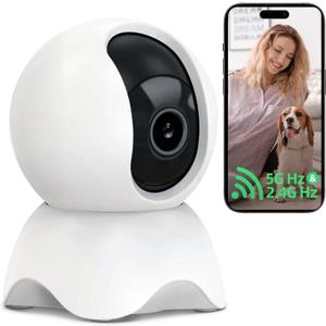 Security Indoor Camera, 1080P HD Dog & Baby Monitor, 5/2.4GHz with Motion DetectionSD & Cloud StorageNight Vision Pet & Baby Camera Two Way Audio, Privacy Mode (White Claw)