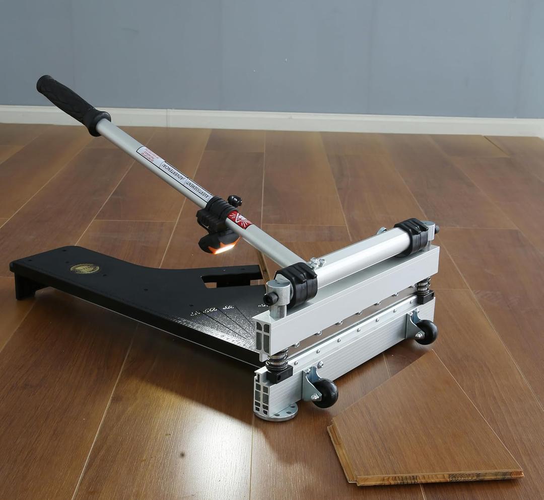 Laminate Floor Cutter, 13 Vinyl Floor Cutter with Wheels  Easy Angle & Length Cutting, Flooring Tools - Cuts Laminate Floor, Engineered Wood, LVP, LVT, VCT, SPC, WPC, HSS Blade/LED Light