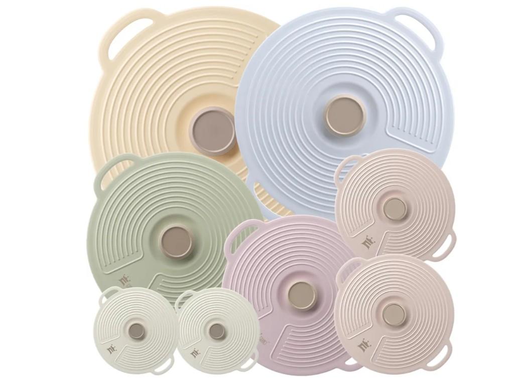GUANCI Silicone Lids for Bowl 8 Pack, Microwave Splatter Cover with 6 Sizes Reusable Heat Resistant Lids Fits Cups, Bowls, Plates, Pots, Pans, Skillets, Stove Top, Oven, Fridge Dishwasher Safe