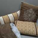Madison Park Traditional Jacquard Damask Comforter Set, 7PC  Bed Set | All Season Down Alternative Bedding with Comforter, Shams, Bed Skirt, Decorative Pillows, Luxurious Bed in a Bag, Brown/Gold, Queen (Skirt And Pillows Only)