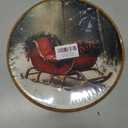 MAQIKA Vintage Christmas Sleigh Framed Wall Art Decor, Winter Christmas Round Wall Hanging Decor, Rustic Retro Winter Holiday Xmas Canvas Prints Wall Art for Home Living Room Bedroom, 10x10 Inch