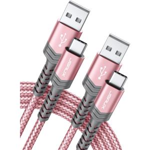 USB-C to USB A Cable 3.1A Fast Charging [2-Pack 6.6ft], JSAUX iPhone 15 USB Type C Charger Cord Compatible with iPhone 15/15 Plus15 Pro/15 Pro Max, Samsung Galaxy S20 S10 S9, Note 20 10, LG G8 G7-Pink