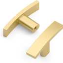 Amerdeco 10 Pack Brushed Gold Cabinet Knobs, Single Hole Cabinet Handles, 2 Inch Solid Zinc Alloy Cupboard Drawer, Knobs Kitchen, Cabinet Knobs T Bar Hardware ZH0003