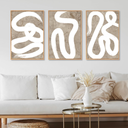 LHIUEM Abstract Shapes Framed Canvas Print Wall Art Set Duotone Minimalist Brush Stroke Wall Painting Modern Brown Boho Artwork for Living Room, Bedroom, Office-16 x24 x3