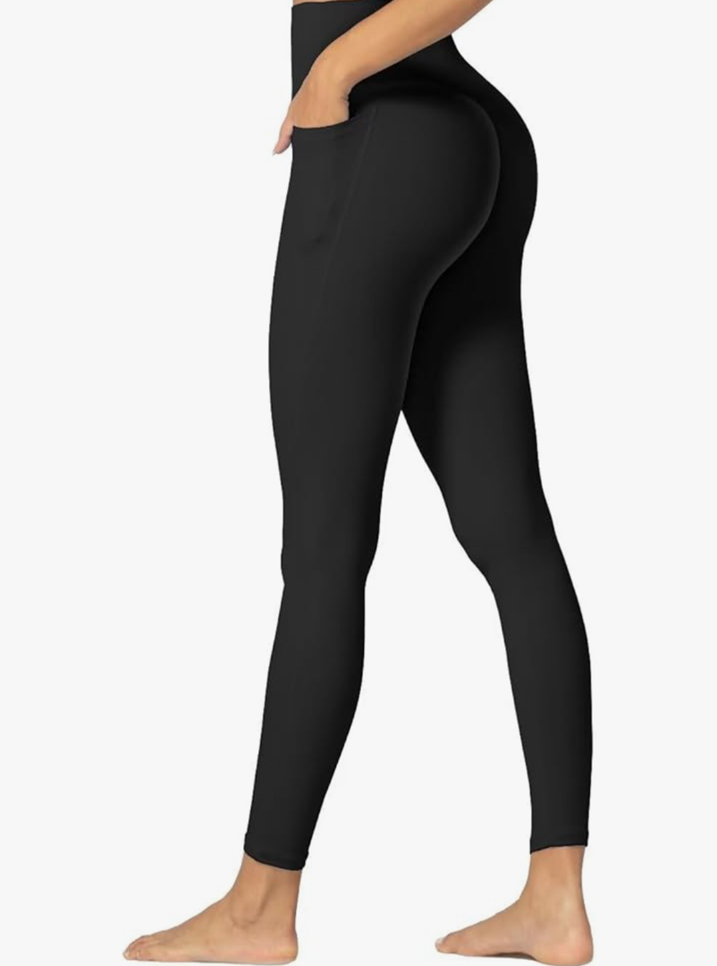 Sunzfly Invisible Butt Scrunch Workout Leggings with Pockets for Women, No Front Seam Gym Yoga Pants with Tummy Control Size XS
