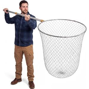 Heavy Duty Fishing Net with 83 Inch Telescopic Stainless Steel Handle 16 Inch Diameter Large Landing Net Foldable Lightweight for Bass Trout Catfish Salmon Steelhead Boat Pier Fishing