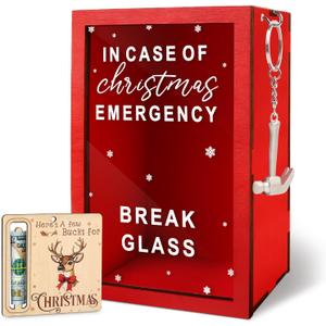 Christmas Gift Emergency Box (Large)  Funny Holiday Gift w/Hammer  Break in Case of Emergency Box  DIY Personalized Gift Box  Gag Christmas Decor for Friends, Coworkers & Family