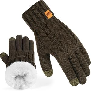 REDESS Winter Gloves for Women Thermal Warm Knit Fleece Lined Touchscreen Texting Gloves for Cold weather