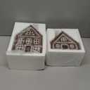 2 Sets Lighted Ceramic Iced Gingerbread Houses Christmas Decorations Indoor Pre Lit LED Gingerbread Houses Christmas Kitchen Tabletop Decor for Table Centerpiece Xmas Holiday Party Gifts