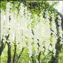 CISDUEO 2 Pcs Wisteria Hanging Flowers Wisteria Flowers Vine Garland Wedding Arch Decoration White Artificial Wisteria Vines Hanging Flower Vines Silk for Party Garden Home Table Backdrop 6 Feet