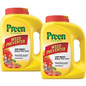 Preen Garden Weed Preventer 11.25 lb. (case Pack of 2-5.625 lb. Bottles) Covers 1,800 sq. ft. - Prevents Weeds in Garden and Landscape beds Preen Garden Weed Preventer 11.25 lb. (case Pack of 2-5.625 lb. Bottles) Covers 1,800 sq. ft. - Prevents Weeds in Garden and Landscape beds