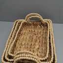 Handwoven Water Hyacinth Storage Baskets for Toilet, Living Room, Nursery Organization - Natural Rectangular Set of 3 Versatile Nesting Baskets with Scalloped Edge Design & Handles