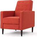 THINK 30 Mid-Century Fabric Rocker Recliner Chair with Tufted Design, Adjustable Single Recliner Sofa with Thicker Seat Cushion with Pocket for Living Room Bedroom Apartment (Orange Style1)