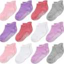 CozyWay - Calcetines antideslizantes para bebs, nios y nias, paquete de 6 y 12 unidades, calcetines y tobilleras antideslizantes para bebs y nios, 6-12 Months