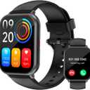 RUIMEN Smart Watches for Men Women (Answer/Make Calls, 2 Bands Included), 1.8" Smartwatch for iOS/Android Phones, Fitness Tracker Heart Rate/Sleep Monitor Digital Watch Waterproof Black