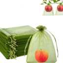 60 PCS Fruit Protection Mesh Bags,6.69x9 Inch,Drawstring Reusable Netting Cover for Plants, Fruits, Vegetables, Flowers
