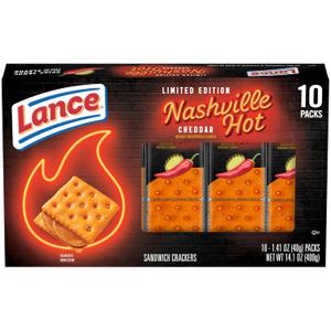 3 x Lance Nashville Hot Cheddar Sandwich Crackers, 10 Pack