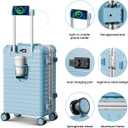 28 Inch Large Checked Luggage with Cup Holder, Aluminum Frame PC Hard Shell Suitcase, 360° Spinner Wheels, TSA Lock for Short Trips and Business Travel