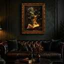 Vintage Gold Framed Moody Victorian Bookish Wall Art Butterfly Hovering Over the Book Wall Decor Dark Academia Fantasy Painting Poster for Bedroom 16x24 In