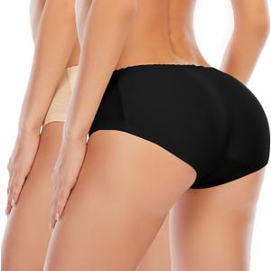 DERCA Butt Lifter Panties Padded Underwear for Women Seamless Booty Pads Hip Enhancer Panty (Small, 2 Pack Basic Set)