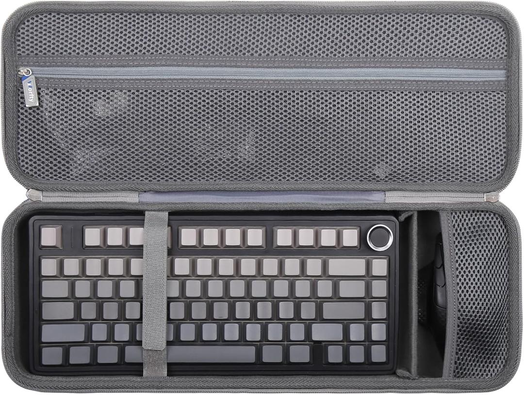 F75 Keyboard Case for Aula F75 Pro/F-75 for EPOMAKER x Aula F 75/ MAX for YUNZII B75 PRO Wireless 75% Mechanical Keyboard, Travel Keyboard Case with Compartment for Mouse (Black Case for 75%)