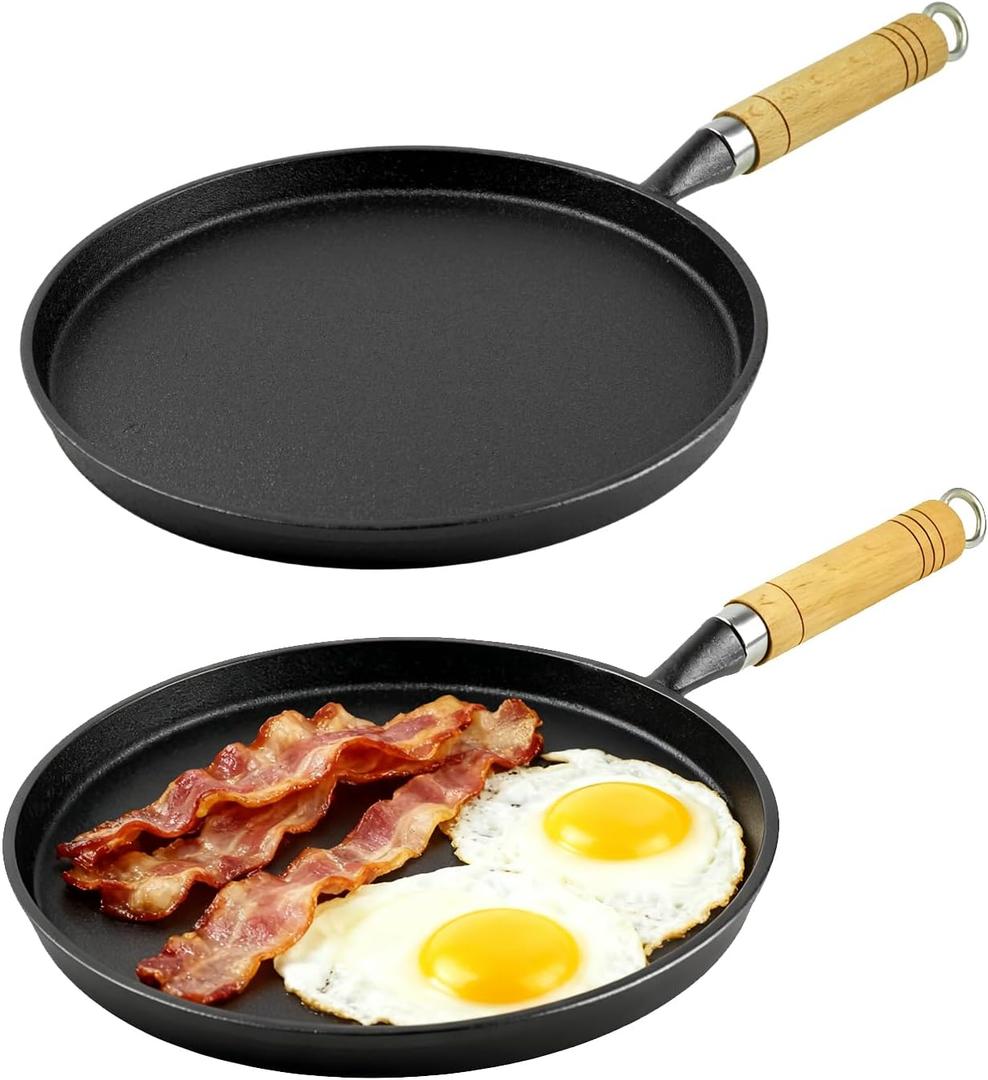 DVK Pre Seasoned Cast Iron Tortilla Pan & Comal - 11.57x10.23 Inch Smooth Surface Skillet for Perfect Tortillas, Dosas, Pancakes & Eggs Versatile Cast Iron Crepe & Griddle Pan