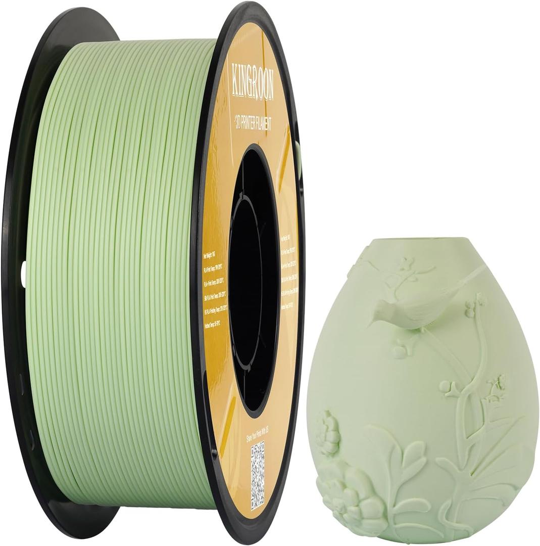 Kingroon Matte PLA Filament 1.75mm 3D Printer Filament Matte Green 1kg Dimensional Accuracy +/- 0.02 mm