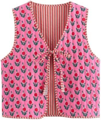 Cutecore Y2K Coquette Vests for Women Floral Aesthetic Cottagecore Sweater Kawaii Fairycore Clothing Cute Japanese Tops (Pink, M)