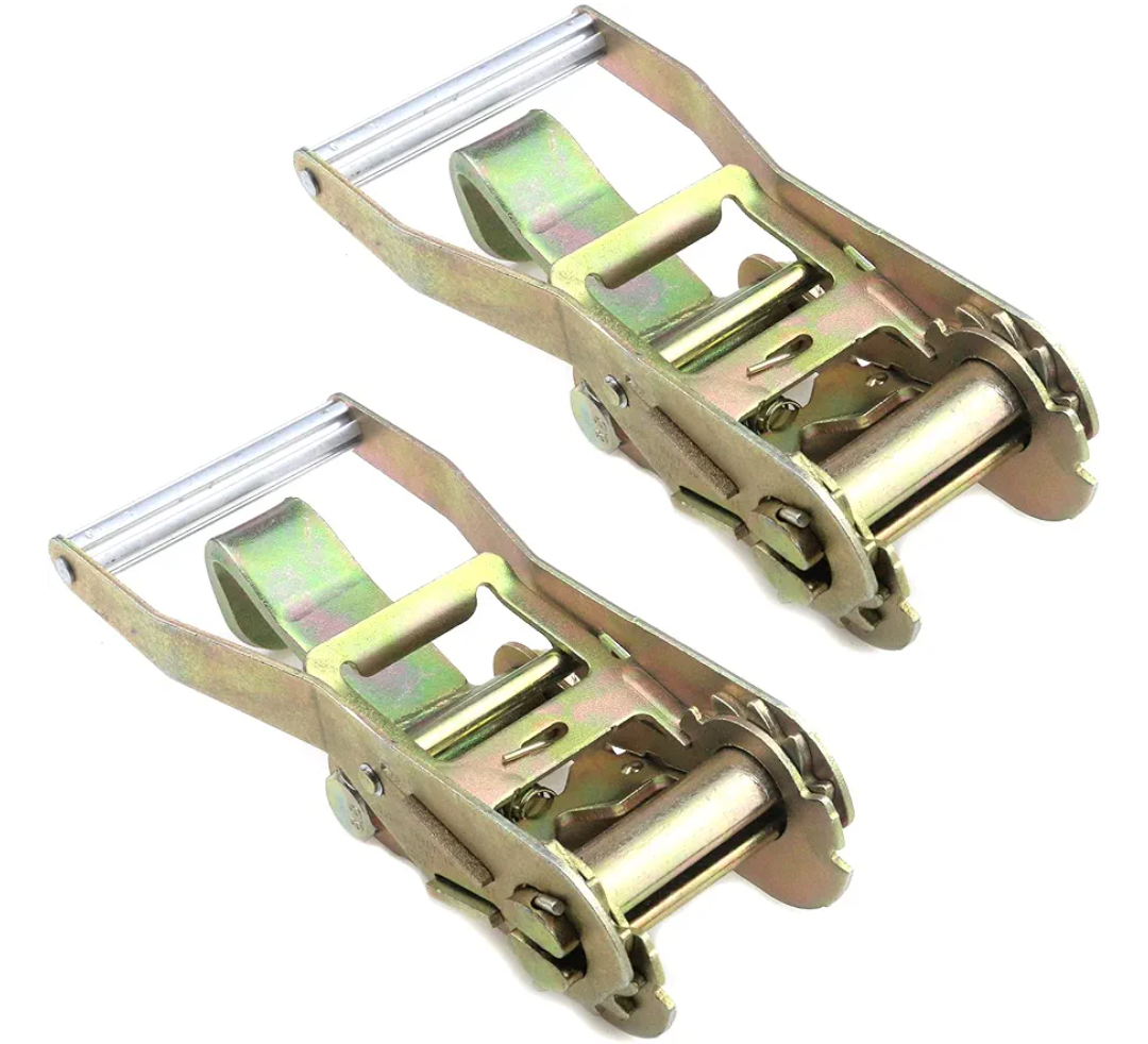KUMGROT 2pcs 2-inch Ratchet Strap Tie Down Ratchet for Tow Dolly Car Truck Trailer Straps with Finger J Hook Tie Down Suitable for Strap Width 50mm 5000kg Load