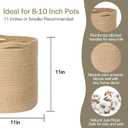 MEGASKET Woven Jute Plant Basket, Wicker Basket Planter for 10 inch Pot, Round Indoor Tree Pot Cover, Small Boho Storage Bin Organizer, Rustic Baskets for Plants and Home Decor, 11X11