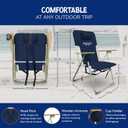 Cabana Beach Folding Beach Chair, 4 Position Portable Backpack Foldable Camping Accessories with Headrest, Cup Holder, and Wooden Armrests, Estate Navy Blue