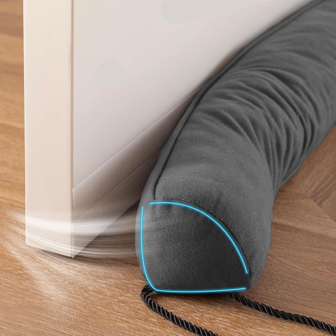 Sunolga 34" Door Draft Stopper Blocks Hot and Cold Air with Removable Washable Cover for Gaps Up to 3", All-Season Seal for Noise, Door Sweep for Bottom of Door and Window, Home Essentials, Gray