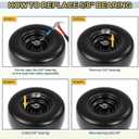2 PCS 136.50-6 Flat Free Lawn Mower Tires and Wheel, Solid Smooth Tread Tire, 13x6.50-6 Zero Turn Mower Front Tires for Commercial Garden Lawn, with 3/4" & 5/8" Bearings, 4"- 8.2" Centered Hub