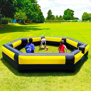 OZIS Gaga Ball Pit Inflatable 15FT with Built-in Blower, Portable Gaga Pit for Indoor Outdoor School Family Activities Easy to Setup (Black&yellow)