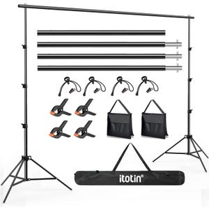 Photo Backdrop Stand, 10x9ft(WxH) Adjustable Photography Backdrop Stand, Aluminum Alloy Studio Photo Background Stand Support System for Party, Wedding, Photography, Advertising Display