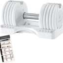 Adjustable Dumbbell 12.5/25lb Set of 2 or Single Unit Piece Weight Training Fitness Exercise Body Workout 5 in 1 for Home Gym Beginners Woman (25lb White Single Piece)