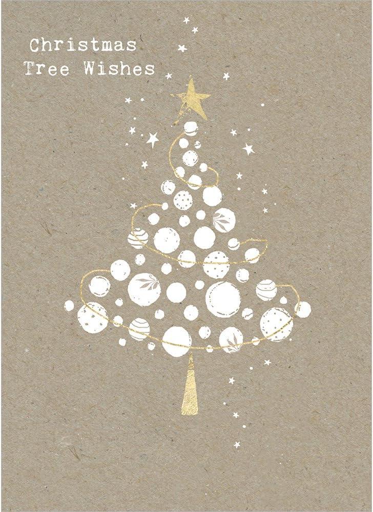 Tree-Free Greetings Holiday Greeting Cards, White Christmas Tree, Vintage Brown Recycled Paper, Boxed Note Card Set, 10-Pack (HB93307) Tree-Free Greetings Holiday Greeting Cards, White Christmas Tree, Vintage Brown Recycled Paper, Boxed Note Card Set, 10-Pack (HB93307)
