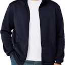 Men's Fleece Jacket Casual Zip up Lightweight Sweatshirts Athletic Outdoor Sweater Jackets with Pockets (Large, Navy Blue)