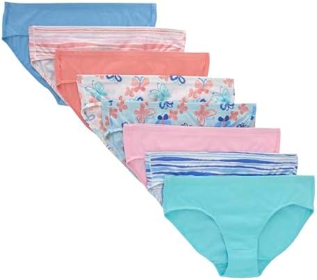 Hanes Girls' Organic Underwear, Brief & Hipster, Toddler & Girl Sizes, Pure Comfort Organic 100% Cotton Panties, 8-Pack Size 12