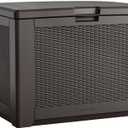 Rubbermaid Medium Resin Outdoor Storage Deck Box (74 Gal) Weather Resistant Brown Deck Organization for Home/Backyard/Pool Chemicals/Toys/Garden Tools/Porch/Patio Cushions