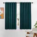 Dark Teal Curtains 42" W x 63" L Turquoise Solid Velvet Soft Luxury Darkening Green Peacock Blue Modern Boys Mens Decorative Design Living Room Bedroom Window Drapes Treatment Fabric 1 Pair