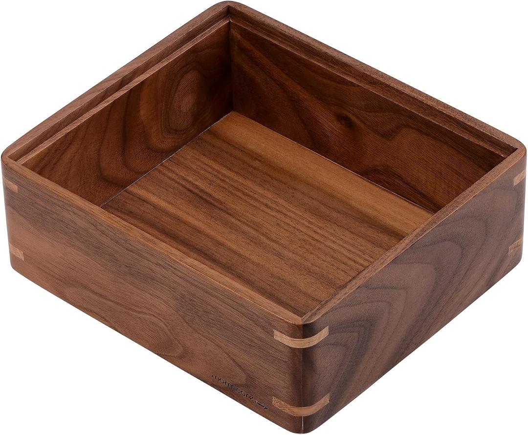 Normcore Compact Storage Box - Compatible Compact Tamping Station - Genuine American Walnut Wood Wooden Espresso Accessory Organizer - Patented Modular Design
