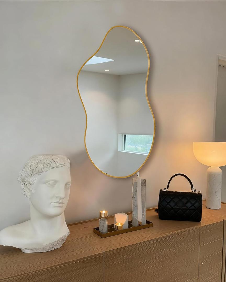 Irregular Wall Mirror 2036 Inch Wall Mirrors Decorative Gold Modern Asymmetrical Abstract Mirror for Bathroom Bedroom Living Room Entryway Hallway